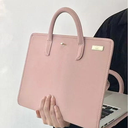 Chic Pink 14-Inch Laptop Handbag - PU Leather Sleeve with Carry Handles & Cooling Vents V888-ELOSUNG27825
