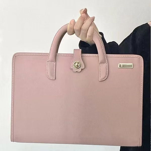 Chic Pink 14-Inch Laptop Handbag - PU Leather Sleeve with Carry Handles & Cooling Vents V888-ELOSUNG27825