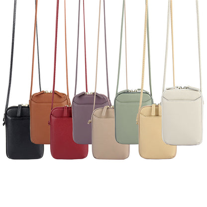 Brown Premium Leather Mini Crossbody Phone Bag - Stylish Multi-Pocket Organizer for Women V888-ELOSUNG27831