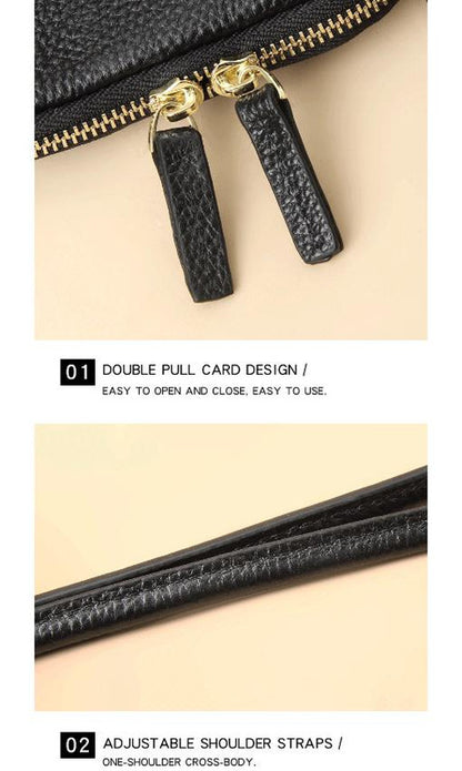 Black Premium Leather Mini Crossbody Phone Bag - Stylish Multi-Pocket Organizer for Women V888-ELOSUNG27832