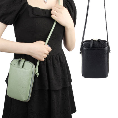Beige Premium Leather Mini Crossbody Phone Bag - Stylish Multi-Pocket Organizer for Women V888-ELOSUNG27835