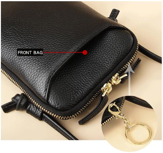Beige Premium Leather Mini Crossbody Phone Bag - Stylish Multi-Pocket Organizer for Women V888-ELOSUNG27835
