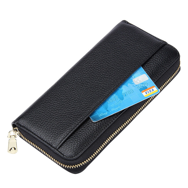 Purple Premium Genuine Leather RFID Blocking Long Wallet - Unisex Multi-Card Organizer Clutch with Zip-Around V888-ELOSUNG27840