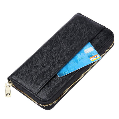 Purple Premium Genuine Leather RFID Blocking Long Wallet - Unisex Multi-Card Organizer Clutch with Zip-Around V888-ELOSUNG27840