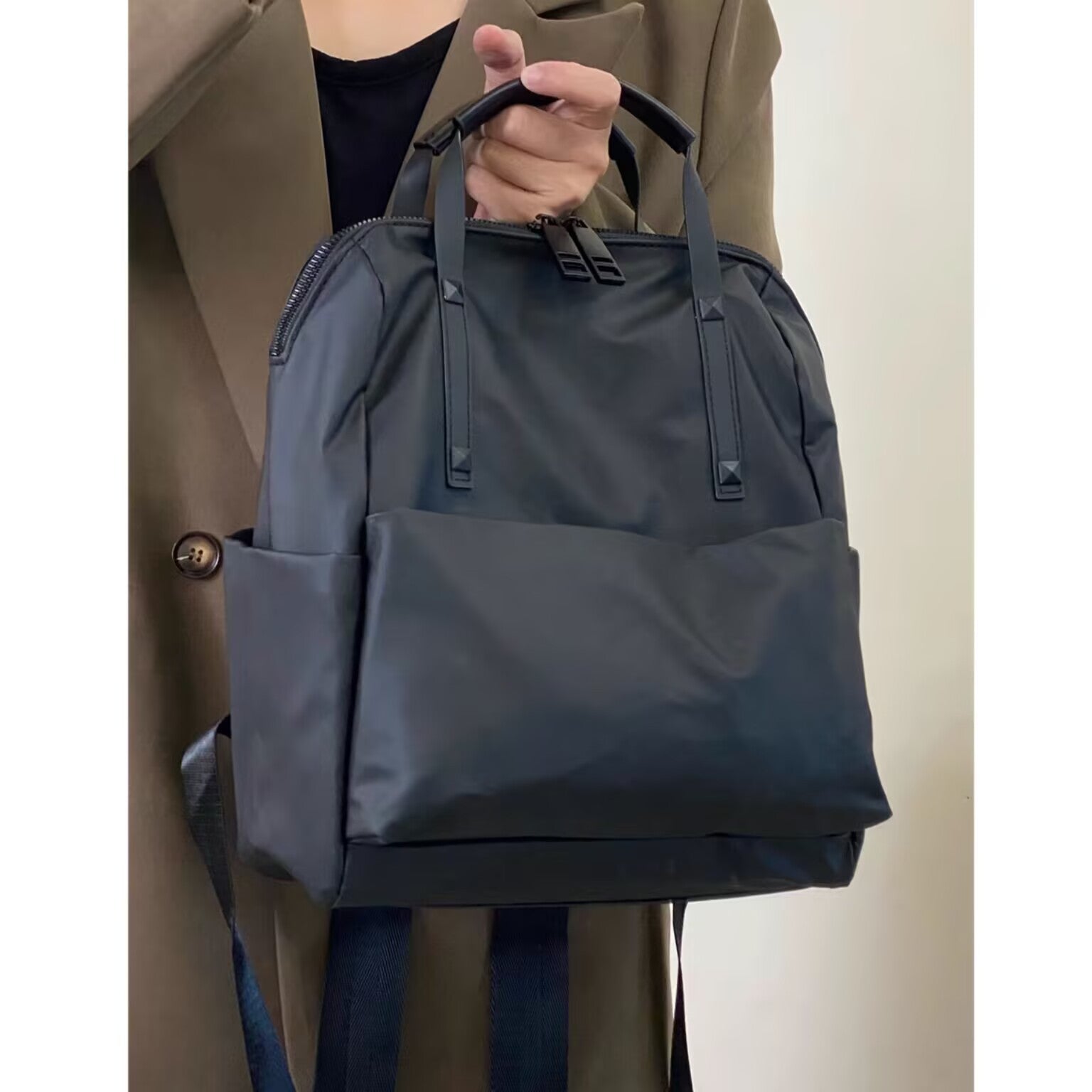 Size S Black Stylish Waterproof Nylon Backpack - Lightweight, Multi-Pocket for Travel, Commute & Daily Use V888-ELOSUNG27848