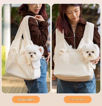 Grey Soft Quilted Pet Carrier Backpack - Front Pack for Small Dogs & Cats (Up to 6kg) | Secure X-Straps, V888-ELOSUNG27855
