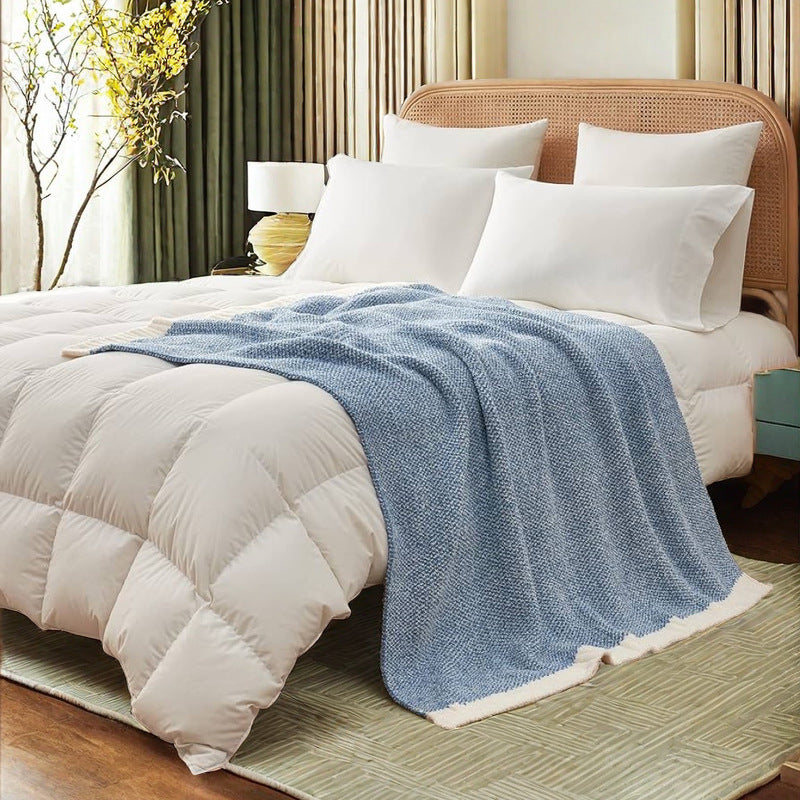 Black and White Plush Chenille-Knit Throw Blanket - Soft Cozy Polyester for Bed & Sofa | Textured Two-Tone V888-ELOSUNG27857