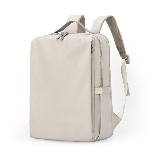 Beige Slim Minimalist Laptop Backpack - Shockproof & Anti-Theft Design, Travel-Friendly with Luggage Strap, V888-ELOSUNG27860