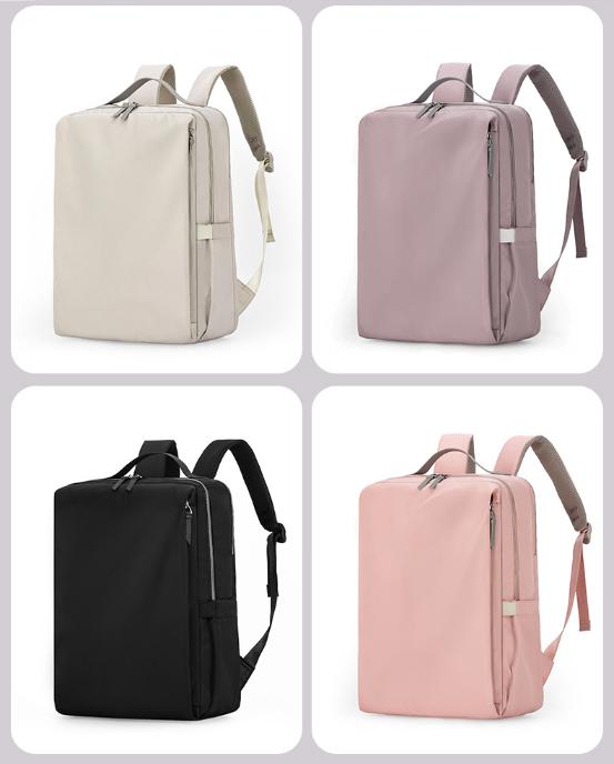 Beige Slim Minimalist Laptop Backpack - Shockproof & Anti-Theft Design, Travel-Friendly with Luggage Strap, V888-ELOSUNG27860