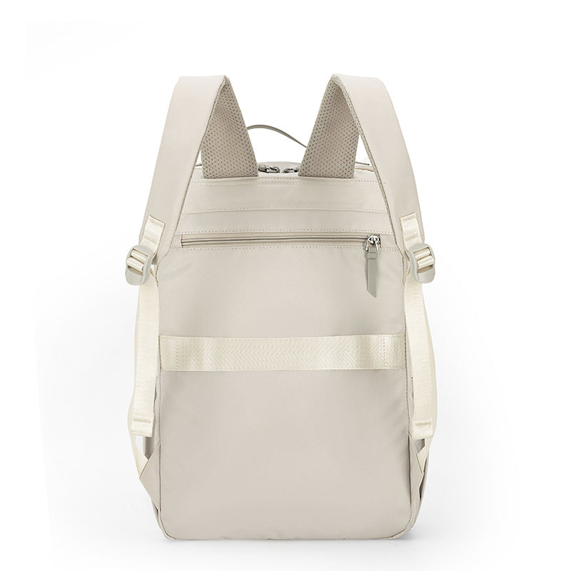 Beige Slim Minimalist Laptop Backpack - Shockproof & Anti-Theft Design, Travel-Friendly with Luggage Strap, V888-ELOSUNG27860