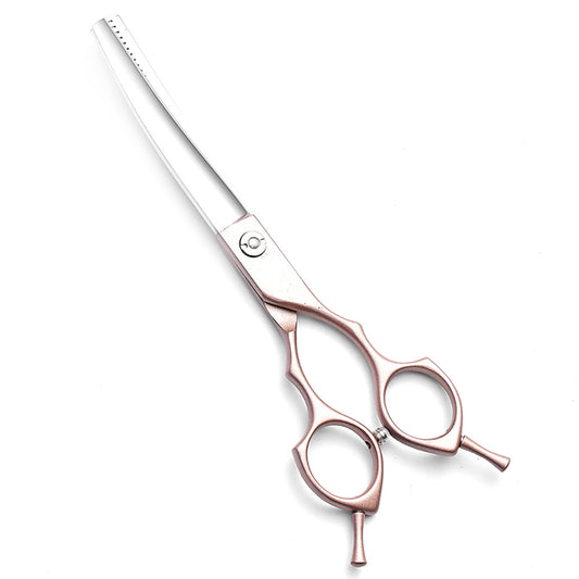 Rose Gold and Silver Professional 6.5 Inch CURVED Pet Grooming Blending Shears - 38-Tooth Stainless Steel V888-ELOSUNG27880