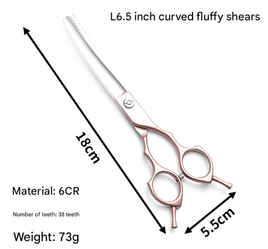 Rose Gold and Silver Professional 6.5 Inch CURVED Pet Grooming Blending Shears - 38-Tooth Stainless Steel V888-ELOSUNG27880