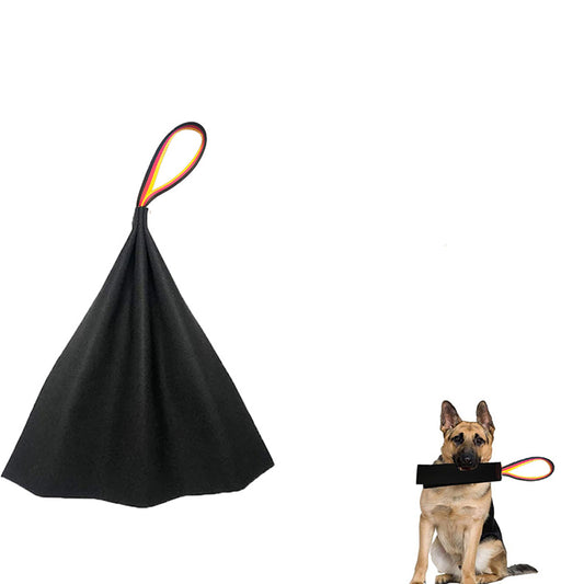 Black Premium Full-Grain Leather Dog Training Tug - Interactive Bite Rag with Strong Loop Handle for Play & V888-ELOSUNG27881