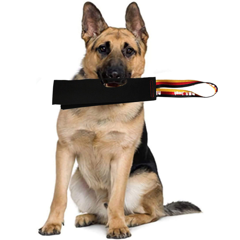 Black Premium Full-Grain Leather Dog Training Tug - Interactive Bite Rag with Strong Loop Handle for Play & V888-ELOSUNG27881