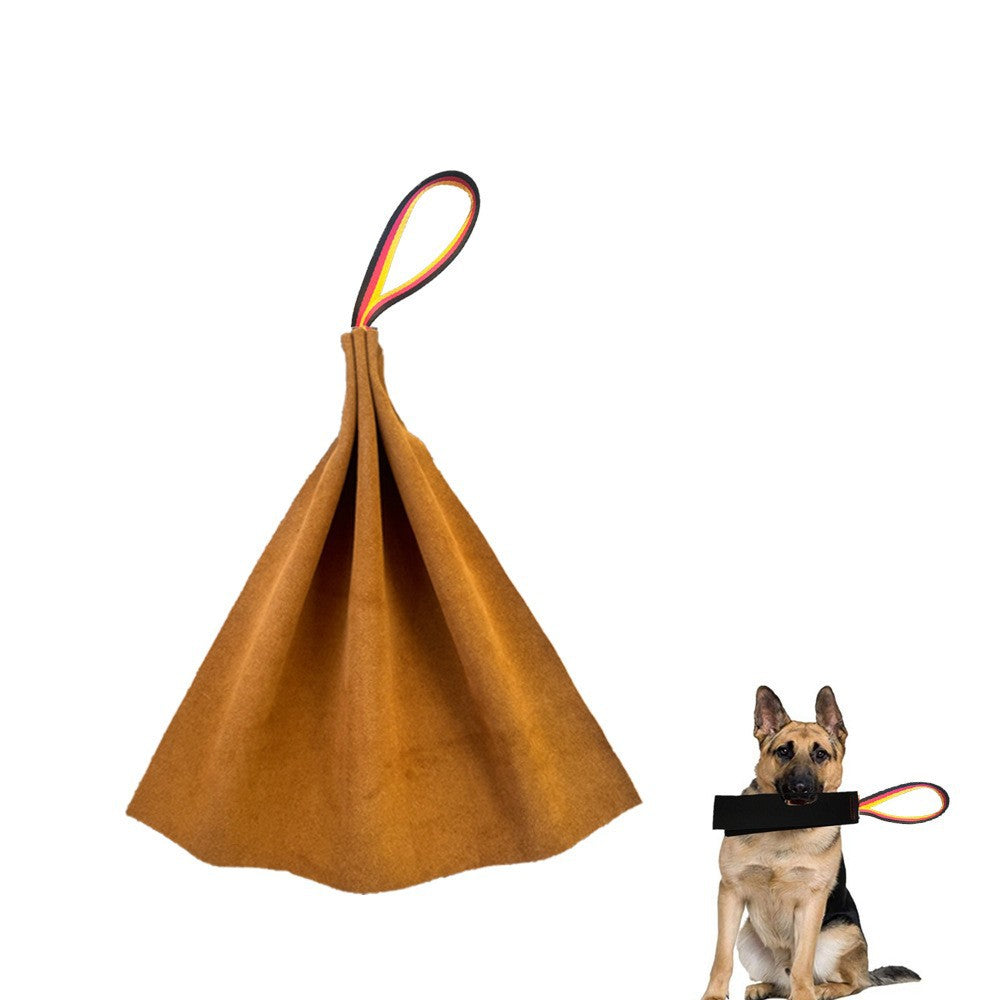 Brown Premium Full-Grain Leather Dog Training Tug - Interactive Bite Rag with Strong Loop Handle for Play & V888-ELOSUNG27882