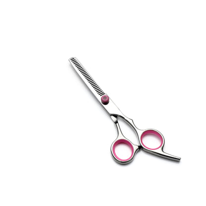 Pink and Silver Complete 5-Piece Pet Grooming Scissors Kit - Stainless Steel Straight, Curved & Thinning V888-ELOSUNG27892