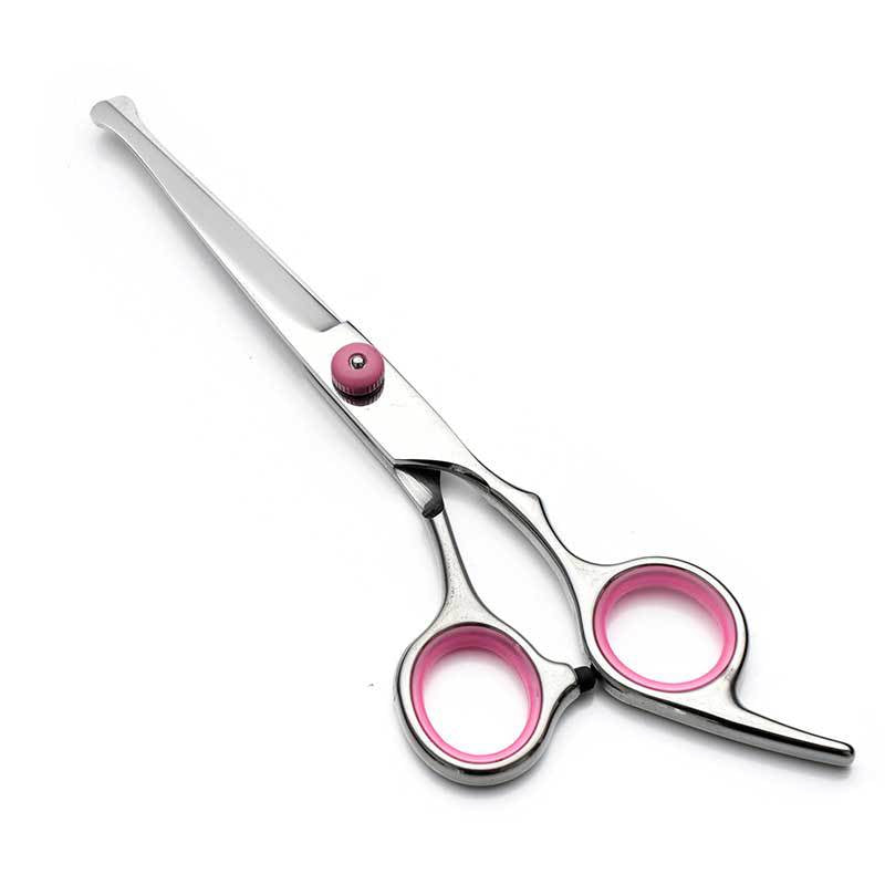 Pink and Silver Complete 5-Piece Pet Grooming Scissors Kit - Stainless Steel Straight, Curved & Thinning V888-ELOSUNG27892