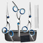 Blue and Silver Complete 5-Piece Pet Grooming Scissors Kit - Stainless Steel Straight, Curved & Thinning V888-ELOSUNG27893