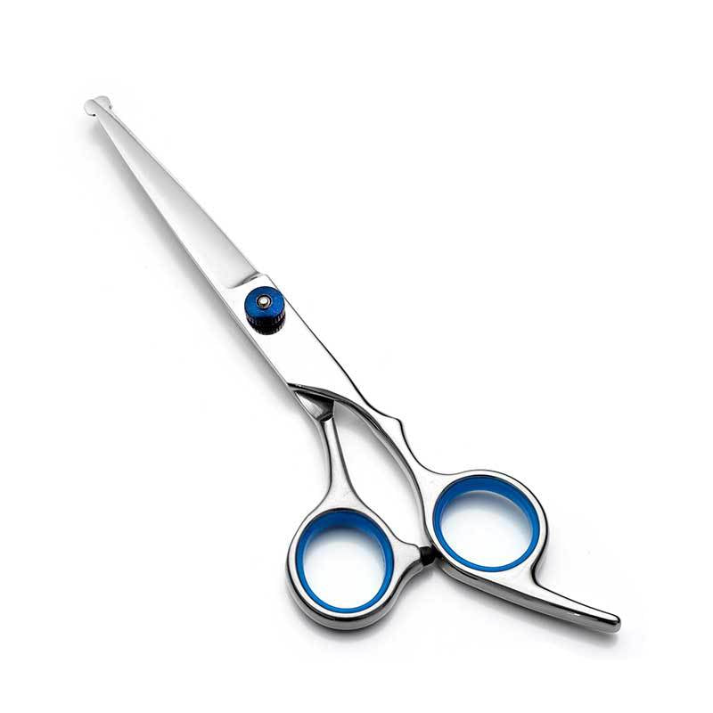 Blue and Silver Complete 5-Piece Pet Grooming Scissors Kit - Stainless Steel Straight, Curved & Thinning V888-ELOSUNG27893