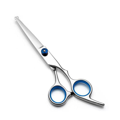 Blue and Silver Complete 5-Piece Pet Grooming Scissors Kit - Stainless Steel Straight, Curved & Thinning V888-ELOSUNG27893