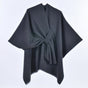 Black Elegant Soft Knit Poncho Cape - Warm Autumn Winter Shawl Wrap with Side Tie, Thick & Luxurious Feel V888-ELOSUNG27895