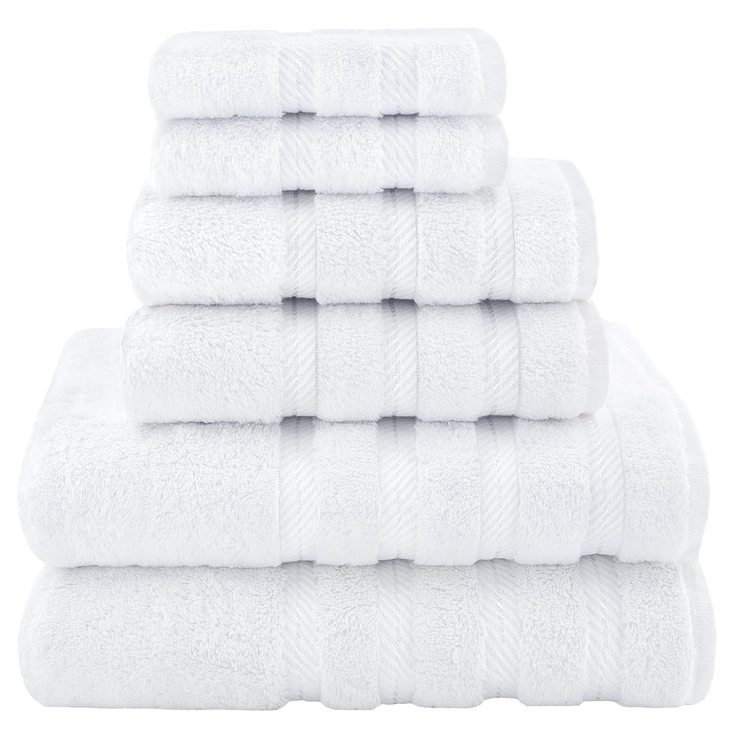 White Luxury 6-Piece Combed Cotton Towel Bale Set - Ultra Soft & Absorbent Bath, Hand, Face Towels V888-ELOSUNG27901