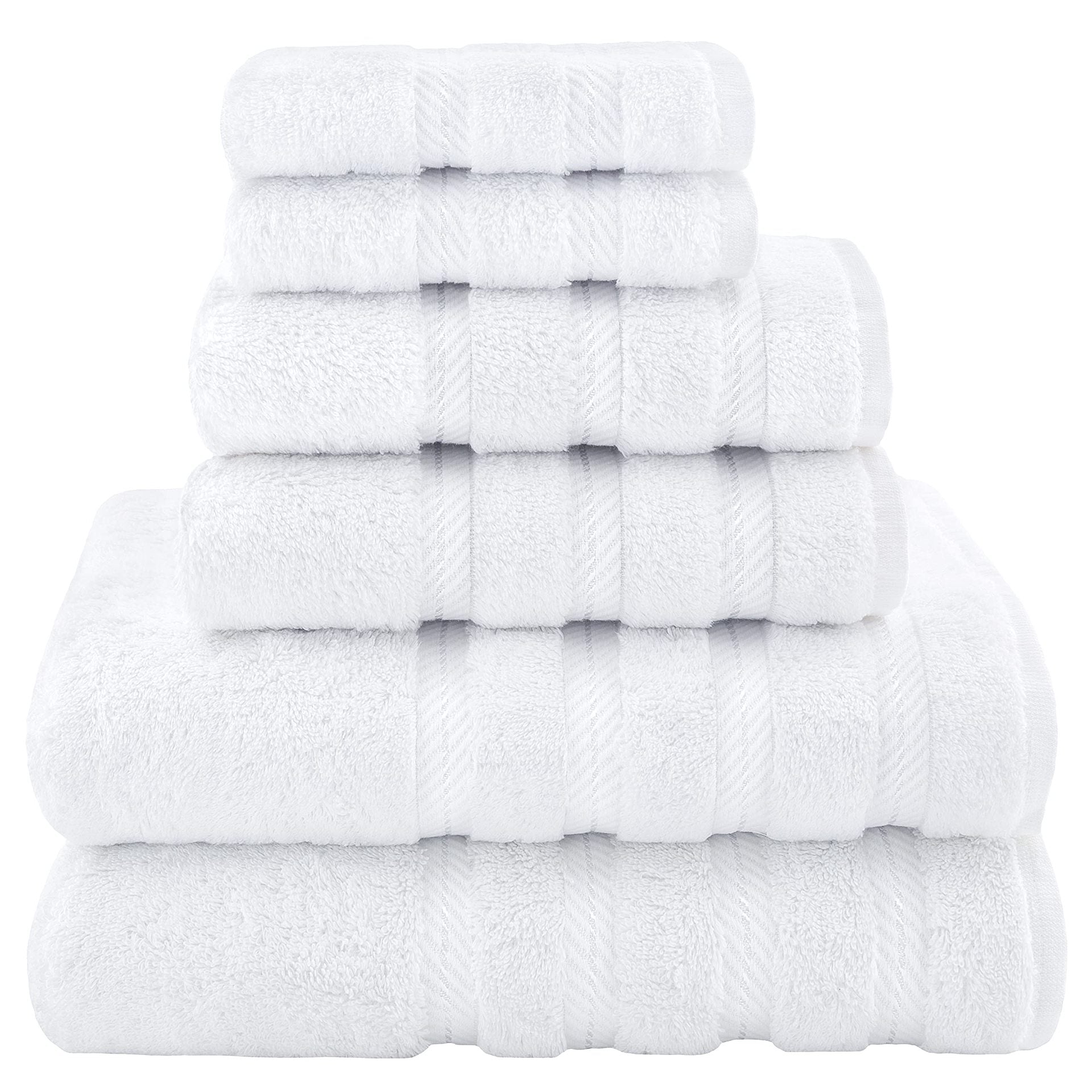 White Luxury 6-Piece Combed Cotton Towel Bale Set - Ultra Soft & Absorbent Bath, Hand, Face Towels V888-ELOSUNG27901