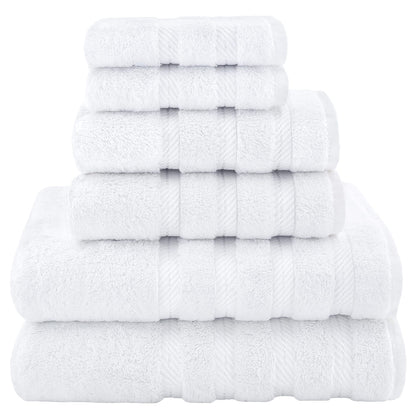 White Luxury 6-Piece Combed Cotton Towel Bale Set - Ultra Soft & Absorbent Bath, Hand, Face Towels V888-ELOSUNG27901