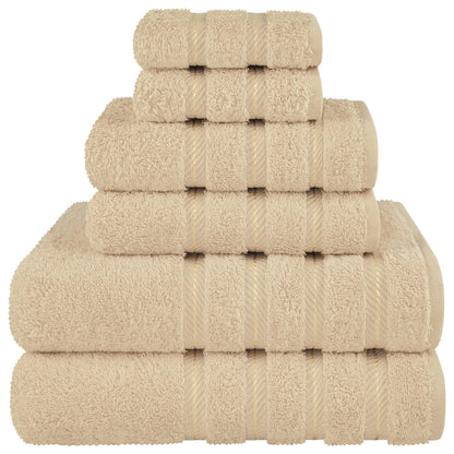 Khaki Luxury 6-Piece Combed Cotton Towel Bale Set - Ultra Soft & Absorbent Bath, Hand, Face Towels V888-ELOSUNG27902