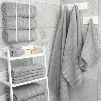 Dark Blue Luxury 6-Piece Combed Cotton Towel Bale Set - Ultra Soft & Absorbent Bath, Hand, Face Towels V888-ELOSUNG27905