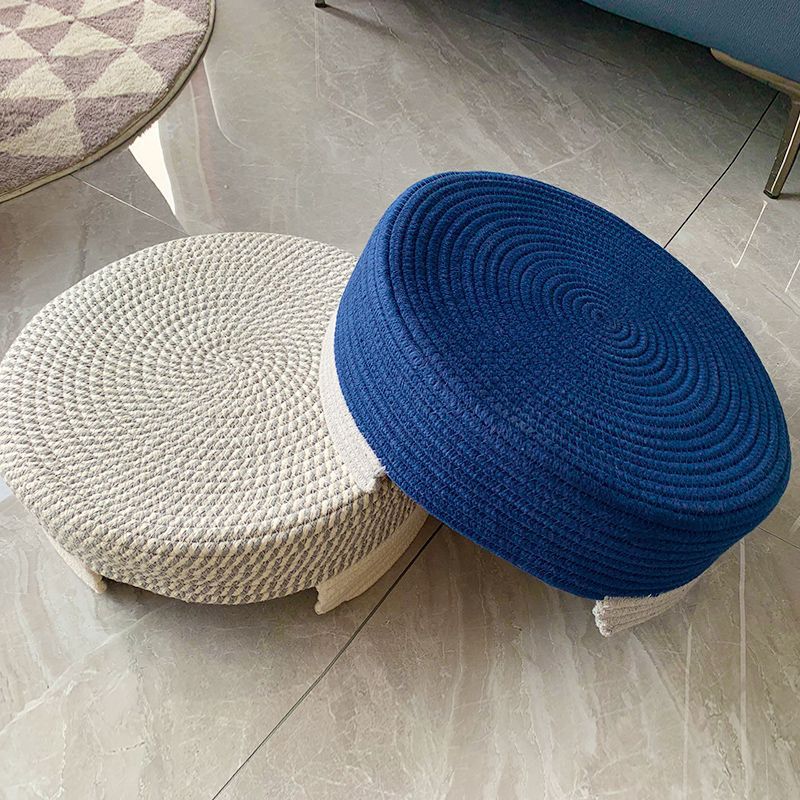 Grey and White Chic Two-Tone Woven Cotton Rope Cat Bed - Cozy Handmade Pet Nest & Storage Basket V888-ELOSUNG27907