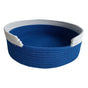 Blue and White Chic Two-Tone Woven Cotton Rope Cat Bed - Cozy Handmade Pet Nest & Storage Basket V888-ELOSUNG27908