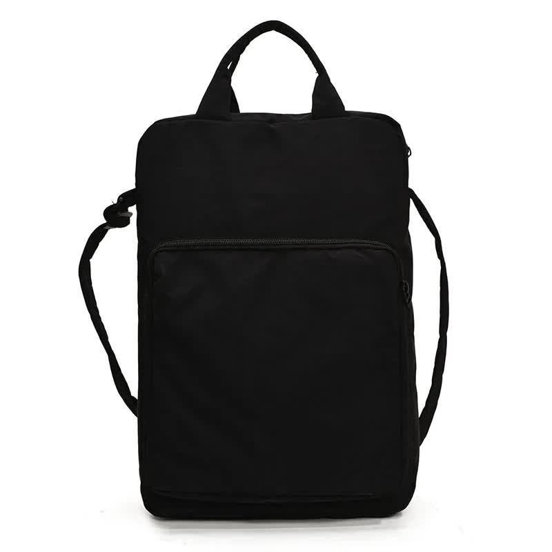 Black Lightweight Nylon Vertical Crossbody Tote Bag - Casual Shoulder Bag with Adjustable Strap & Pockets V888-ELOSUNG27913