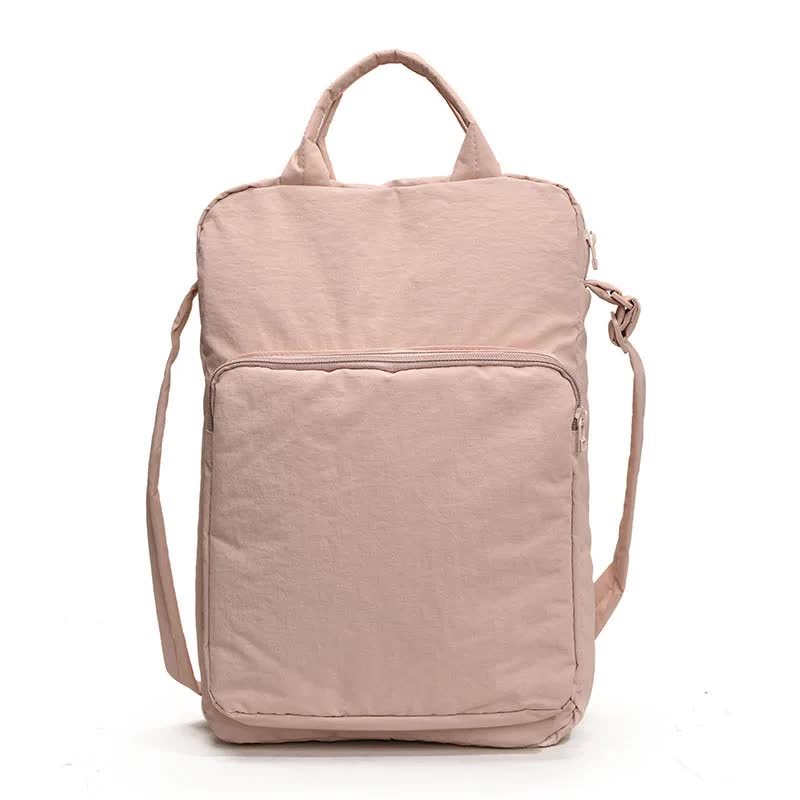 Pink Lightweight Nylon Vertical Crossbody Tote Bag - Casual Shoulder Bag with Adjustable Strap & Pockets V888-ELOSUNG27915