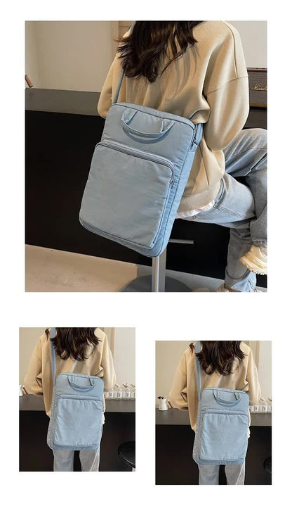 Pink Lightweight Nylon Vertical Crossbody Tote Bag - Casual Shoulder Bag with Adjustable Strap & Pockets V888-ELOSUNG27915