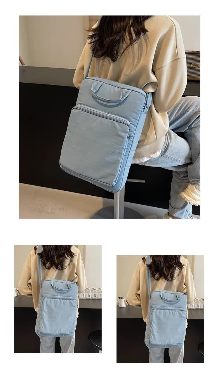 Purple Lightweight Nylon Vertical Crossbody Tote Bag - Casual Shoulder Bag with Adjustable Strap & Pockets V888-ELOSUNG27917