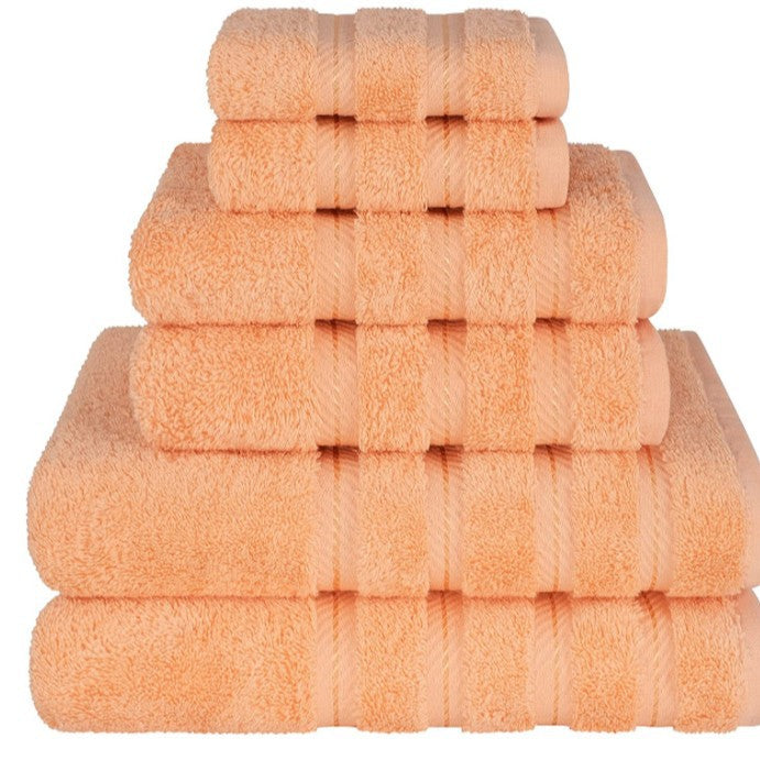 Orange Luxury 6-Piece Combed Cotton Towel Bale Set - Ultra Soft & Absorbent Bath, Hand, Face Towels V888-ELOSUNG27918