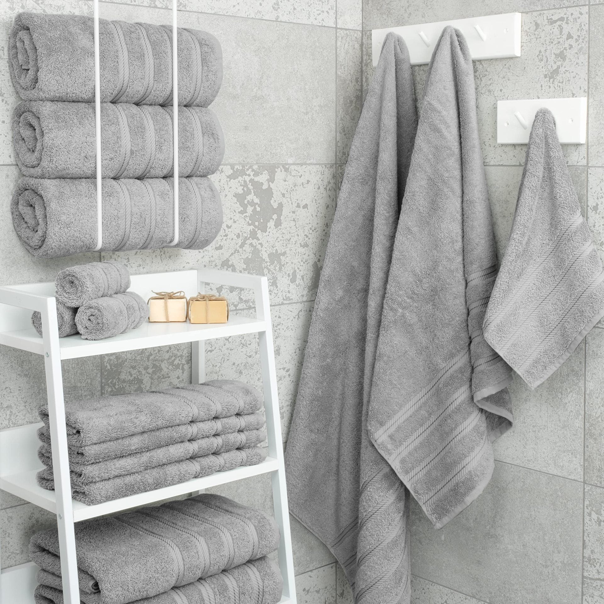 Orange Luxury 6-Piece Combed Cotton Towel Bale Set - Ultra Soft & Absorbent Bath, Hand, Face Towels V888-ELOSUNG27918