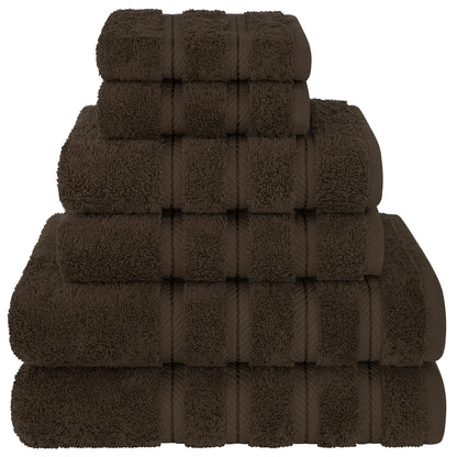 Coffee Luxury 6-Piece Combed Cotton Towel Bale Set - Ultra Soft & Absorbent Bath, Hand, Face Towels V888-ELOSUNG27921