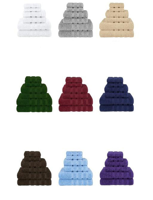 Black Luxury 6-Piece Combed Cotton Towel Bale Set - Ultra Soft & Absorbent Bath, Hand, Face Towels V888-ELOSUNG27922