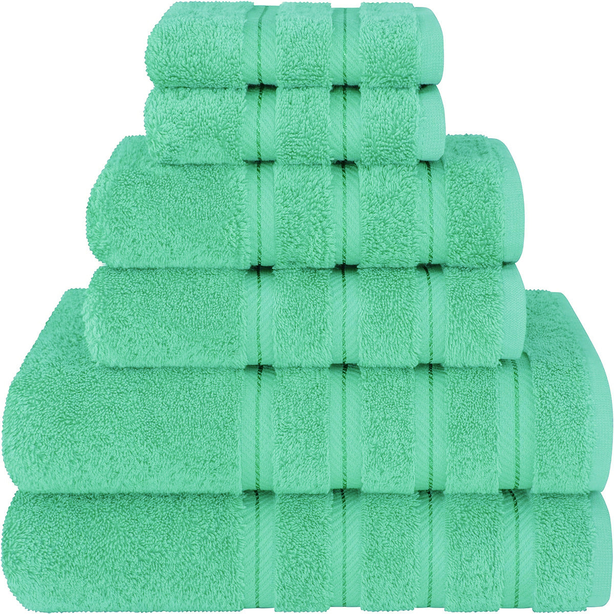Green Luxury 6-Piece Combed Cotton Towel Bale Set - Ultra Soft & Absorbent Bath, Hand, Face Towels V888-ELOSUNG27923