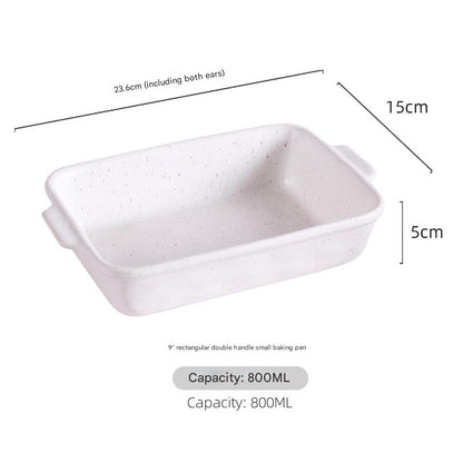 White Elegant Speckled Ceramic Rectangular Baking Dish - 800ML Oven & Microwave Safe Casserole Pan with V888-ELOSUNG27924