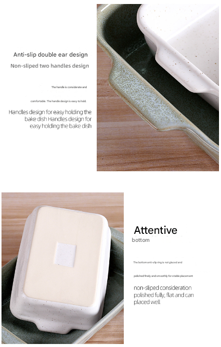 White Elegant Speckled Ceramic Rectangular Baking Dish - 800ML Oven & Microwave Safe Casserole Pan with V888-ELOSUNG27924