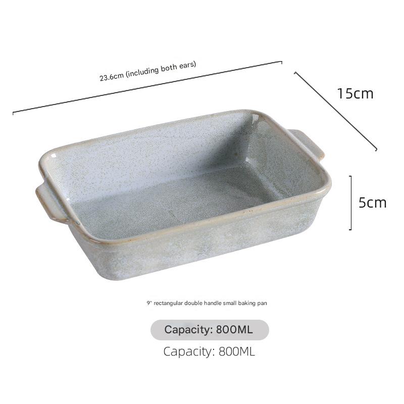 Green Elegant Speckled Ceramic Rectangular Baking Dish - 800ML Oven & Microwave Safe Casserole Pan with V888-ELOSUNG27925