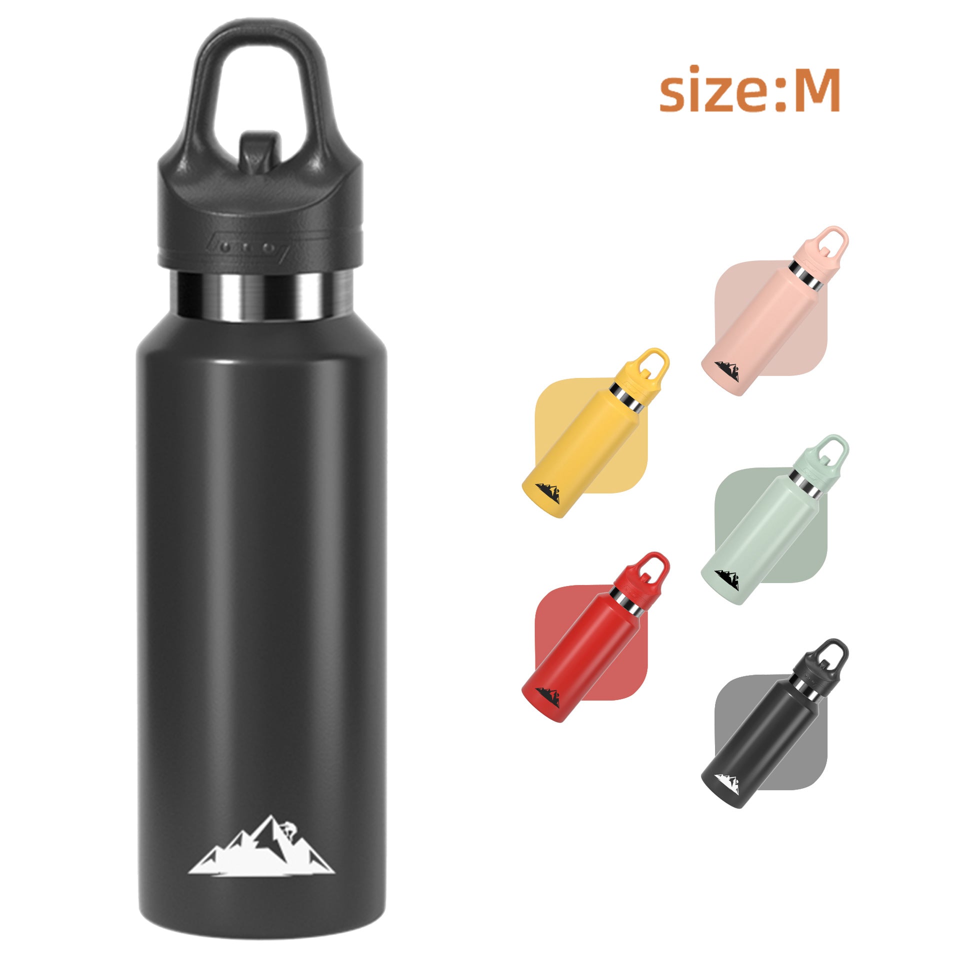 Black 480ml Insulated Stainless Steel Water Bottle - Leakproof One-Click Lid Thermal Flask for Hot & Cold V888-ELOSUNG27926