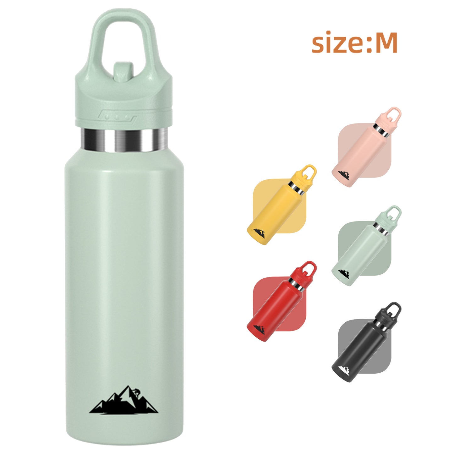 Green 480ml Insulated Stainless Steel Water Bottle - Leakproof One-Click Lid Thermal Flask for Hot & Cold V888-ELOSUNG27928