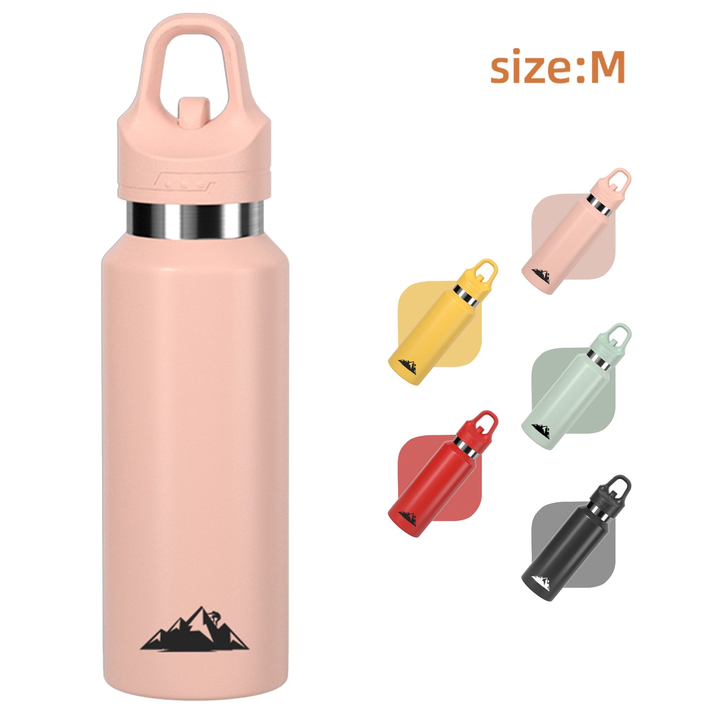 Pink 480ml Insulated Stainless Steel Water Bottle - Leakproof One-Click Lid Thermal Flask for Hot & Cold V888-ELOSUNG27930