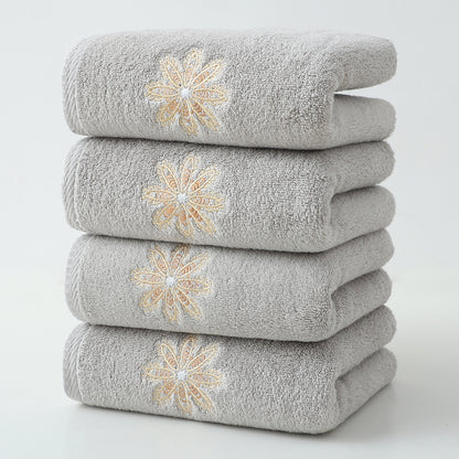 Grey 4-Pack Elegant Glod Floral Embroidered Cotton Hand Towels - Ultra Soft & Absorbent V888-ELOSUNG27932