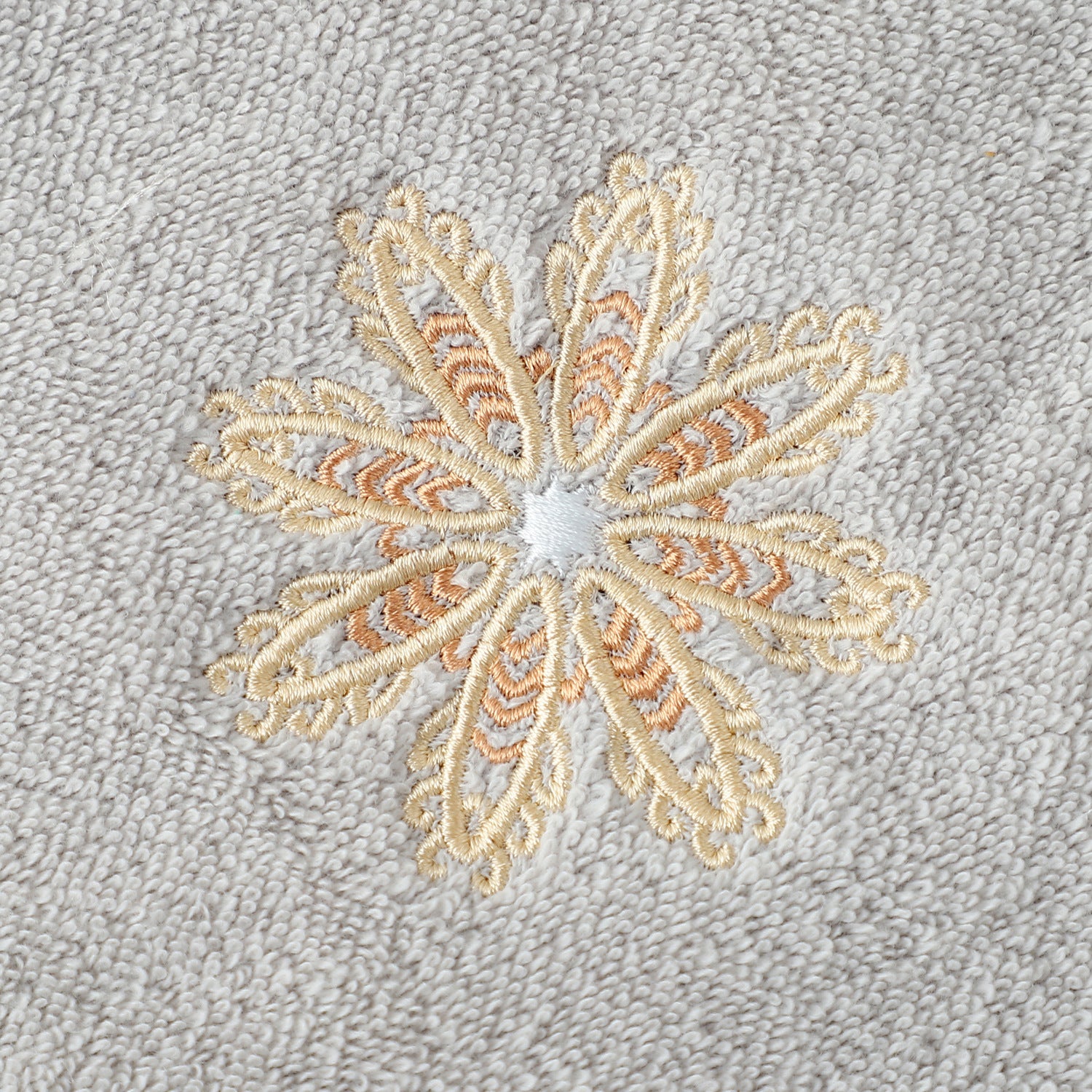 Grey 4-Pack Elegant Glod Floral Embroidered Cotton Hand Towels - Ultra Soft & Absorbent V888-ELOSUNG27932