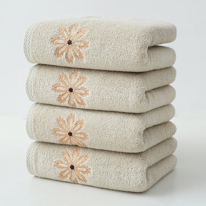 Beige 4-Pack Elegant Orange Floral Embroidered Cotton Hand Towels - Ultra Soft & Absorbent V888-ELOSUNG27933